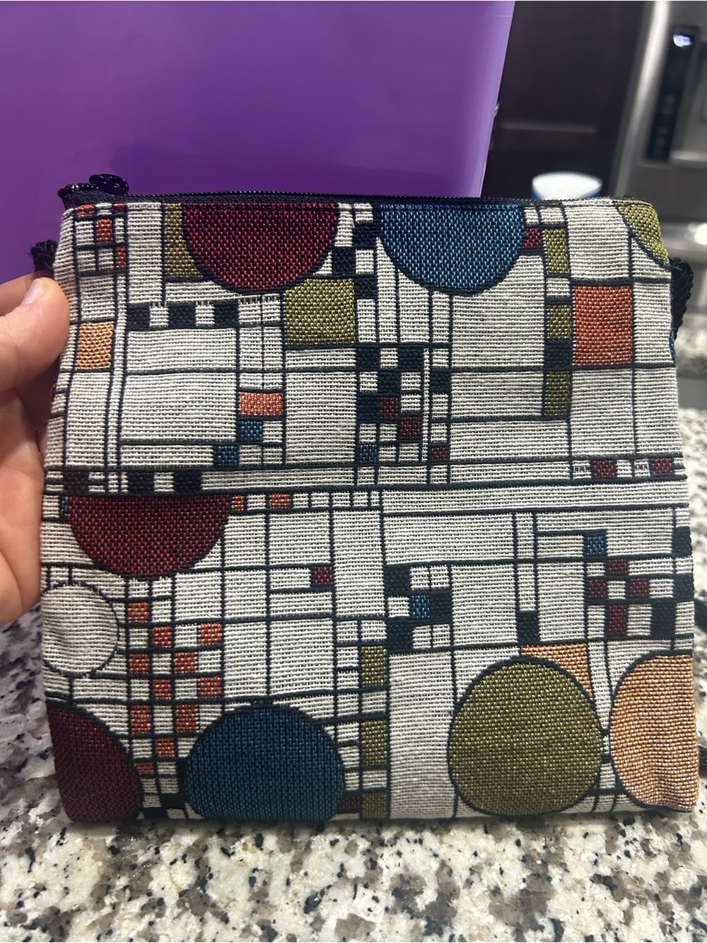 Frank Lloyd Wright Geometric Tapestry Crossbody - Coonley Playhouse - Picture 4 of 6